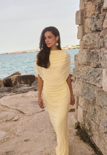 Bubbleroom Occasion Cape Mesh Gown