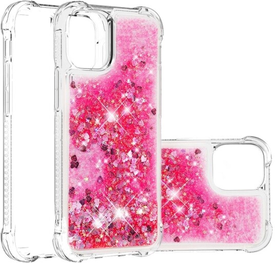 Trolsk Mobildeksel med Flytende Glitter Hjerter (iPhone 13 mini)