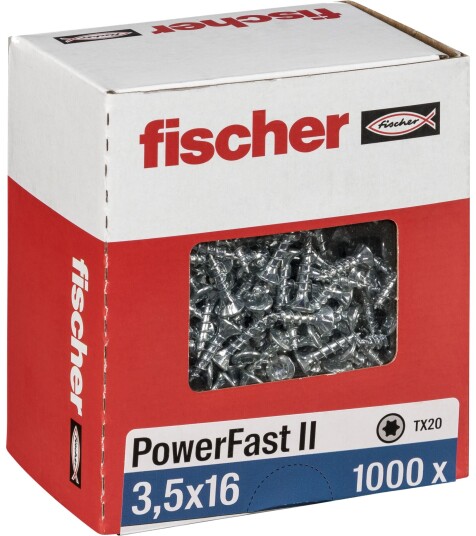 Fischer Treskrue PowerFast II Galvanisert TX VG (3,5 × 16 mm) 1000 Stk.
