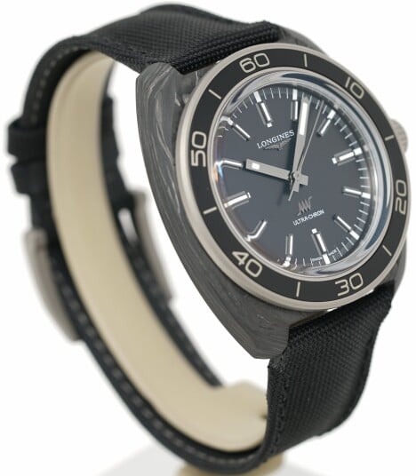 Longines Herreklokke L2.839.4.52.2 Ultra Chron Sort/Tekstil Ø43 mm Longines Herreklokke L2.839.4.52.2 Ultra Chron Sort/Tekstil Ø43 mm