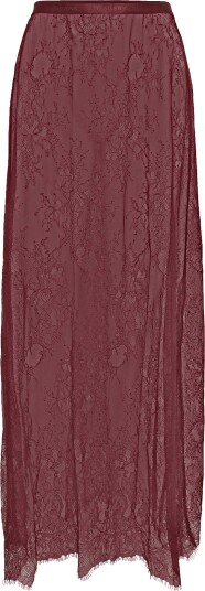Ahlvar Gallery Hana Long Lace Skirt Burgundy S