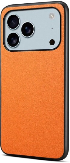 EIDERWOOD iPhone 17 Pro Hybrid Plast Deksel med Skinntekstur – Oransje