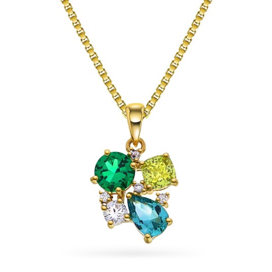 Pan Jewelry Smykke i forgylt 925 sølv med grønne zirkonia Pan Jewelry Smykke i forgylt 925 sølv med grønne zirkonia