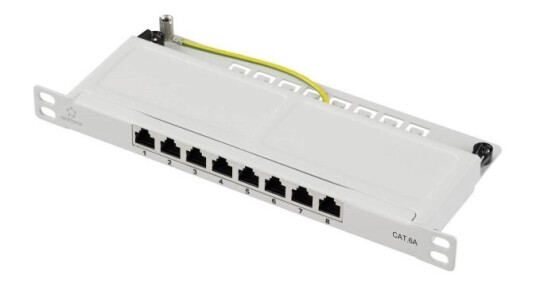 Renkforce Rf-4996630 8 Porte Patch-Panel 254 Mm (10) Cat 6A 0.5 U Grå Med Stik