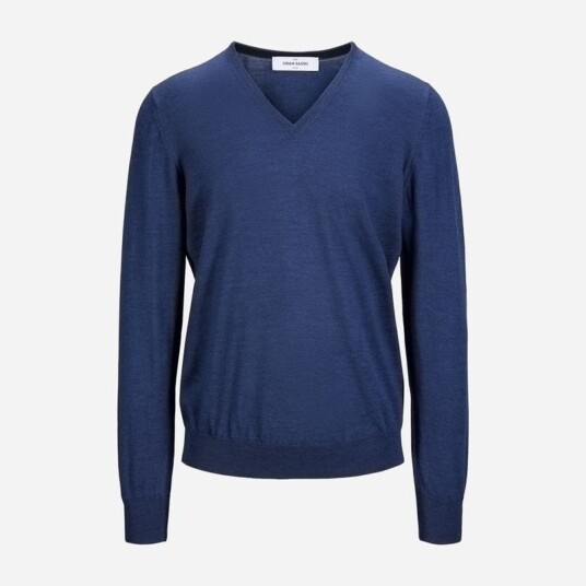V-Neck Merino Blue