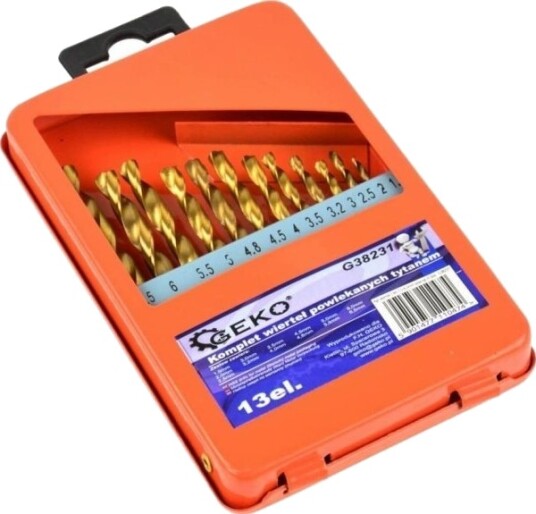 Geko Drill, 13-Stk Borsett, 1,5-6,5Mm, Titanium Deksel, M Box (20/80) G38231 Geko
