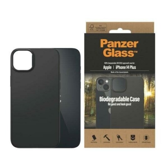 PanzerGlass Biologisk Nedbrytbart Deksler iPhone 14 Plus - 100% Plantebasert Svart