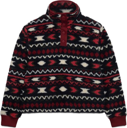 Superdry Super Soft Printed Half Button BURGUNDY MINI AZTEC AOP 16