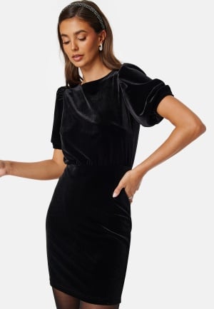 Bubbleroom Occasion Bow Velvet Short Dress Black 40