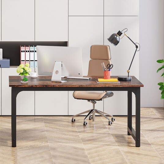 Brun/svart skrivebord 160 cm / databord / arbeidsbord / kontorpult