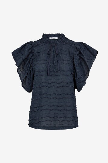 Co’couture Bluse WavedingCC Frill Top Blå