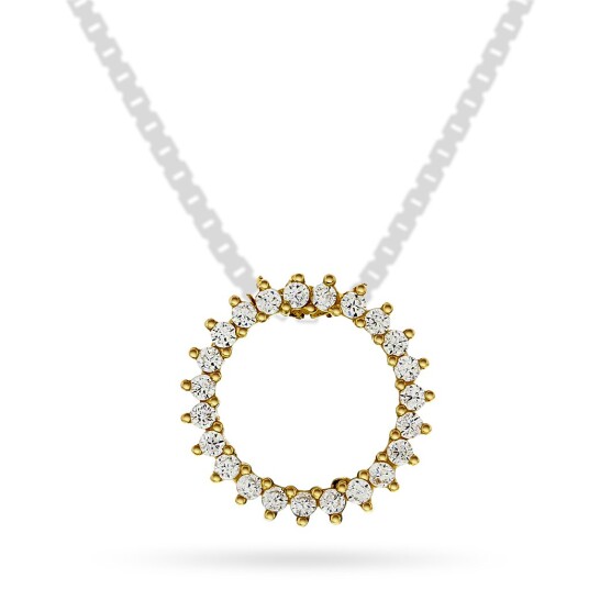 Pan Jewelry Anheng i 585 gult gull med zirkonia og sirkel Pan Jewelry Anheng i 585 gult gull med zirkonia og sirkel