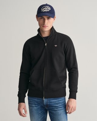 Cardigan i myk bomull med glidelås BLACK S