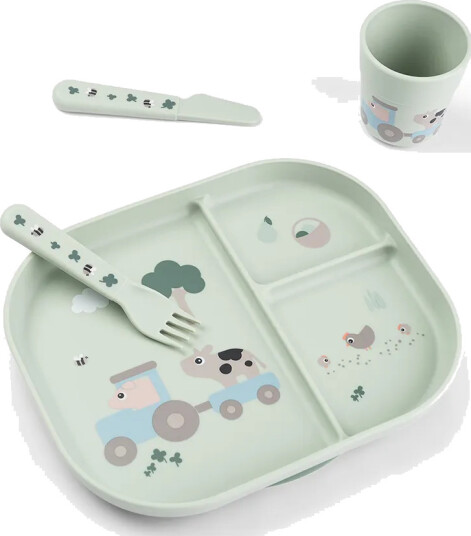 DonebyDeer Green Foodie Spisestue Sett Med Sugekop Tiny Farm DonebyDeer Green Foodie Spisestue Sett Med Sugekop Tiny Farm