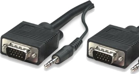 Manhattan 10M Svga Audio Cable, 10 M, Vga (D-Sub) + 3.5Mm, Vga (D-Sub) + 3.5Mm, Nickel, Svart, Hankjønn/Hankjønn