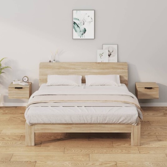 vidaXL Veggmonterte nattbord 2 stk sonoma eik 34x30x20 cm vidaXL Veggmonterte nattbord 2 stk sonoma eik 34x30x20 cm