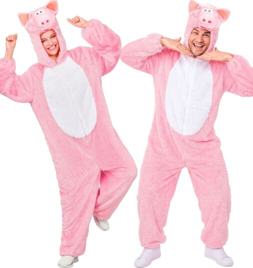 Rosa Plysj Grisekostyme til Voksen - M/L