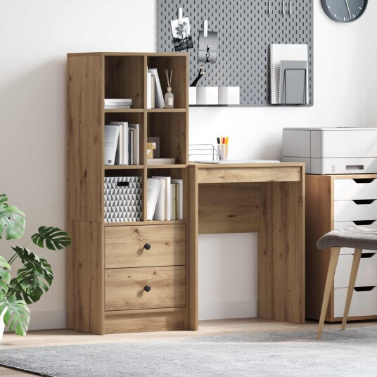  Skrivebord med lagring 2 pcs artisan eik 45,5 x 34 x 127 cm