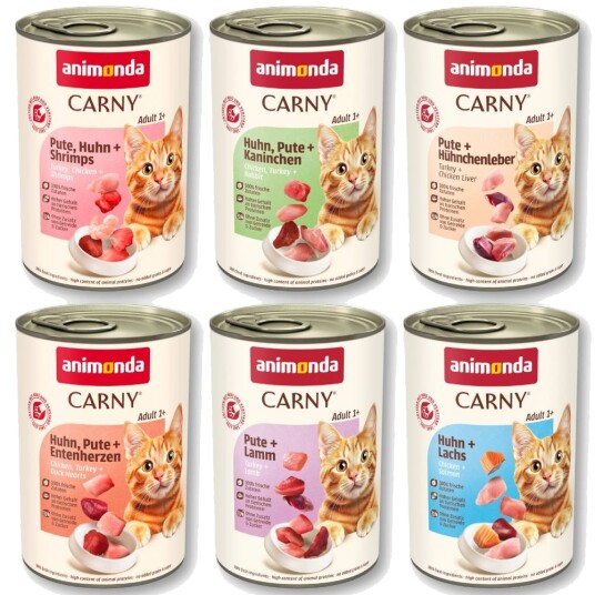 Animonda Carny Adult Våtfôr Blandet Pakke Fjærkre 6 Varianter Uten Okse 12x400g