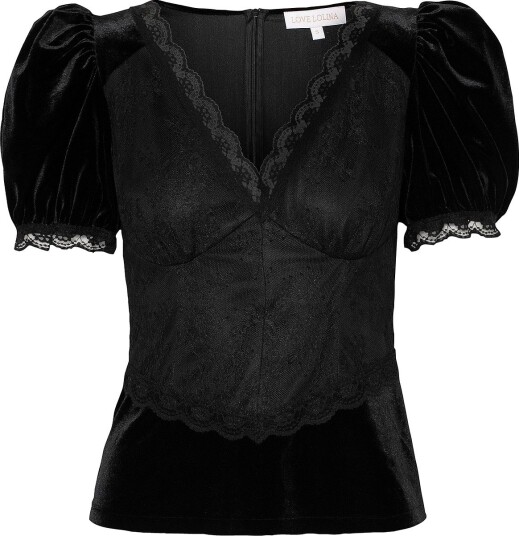 Love Lolina Bluse Francis Velvet Top Svart Love Lolina Bluse Francis Velvet Top Svart