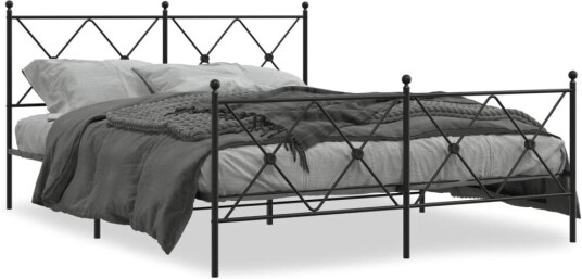 Sengeramme i metall med hode- og fotgavl svart 160x200 cm 8721012374072
