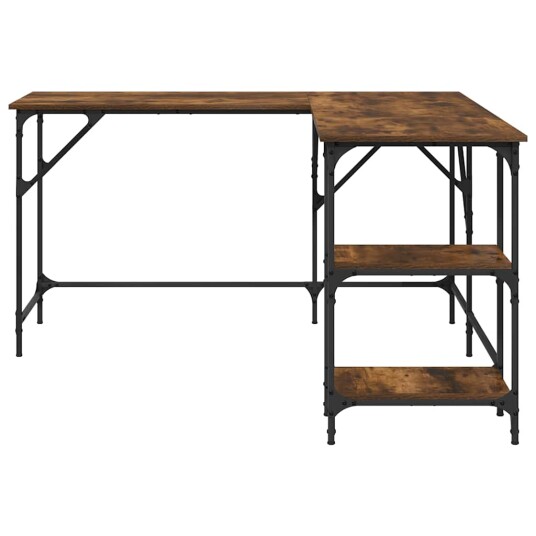 vidaXL Skrivebord røkt eik 139x139x75 cm konstruert tre