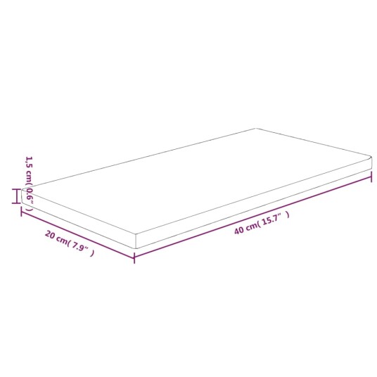 vidaXL Hylleplate 40x20x1,5 cm ubehandlet heltre eik