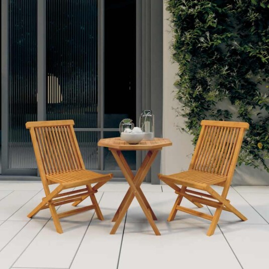 vidaXL Hagespisestuesett 3 deler heltre teak