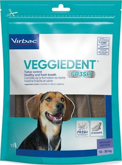 Virbac VEGGIEDENT Fresh M for Mellomstore Hunder 15x26g 10–30kg