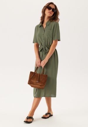 Pieces Pcpia 2/4 MIDI SHIRT DRESS MI Deep Lichen Green S