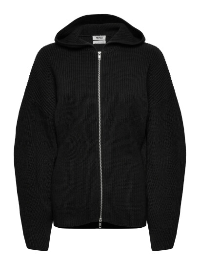 Monki Shaped Knitted Hoodie - Black - XXS