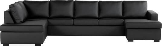 Crazy 5 seters Venstrevendt U formet X Large Sofa med Divan og Sjeselong i Kunstlær Svart