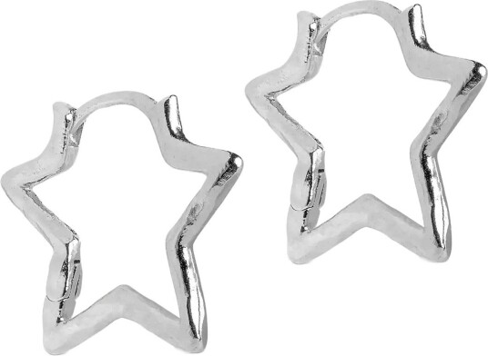 Enamel Copenhagen Hoops Organic Star Medium   SILVER PLATED   22X 18.5MM