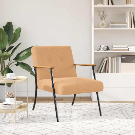 lenestol Beige Krøllete Ull lignende Stoff lenestol Beige Krøllete Ull lignende Stoff