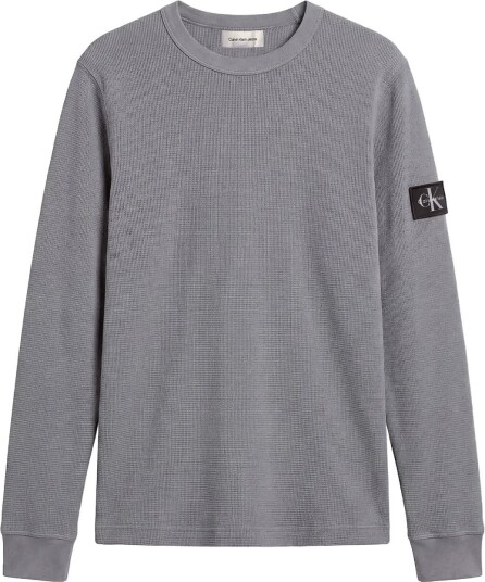 Calvin Klein Jeans Ls Waffle Badge Crewnk Tee   STEEL GRAY   M