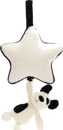 Jellycat Bashful Black & Cream Puppy Musikleke Med Stjerne