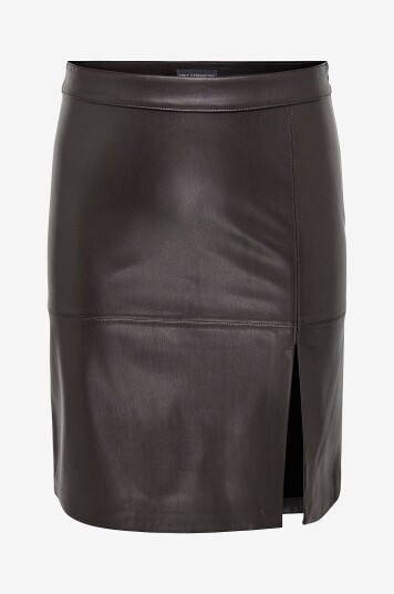 Only Carmakoma Skjørt Caroline Faux Leather Skirt Otw Brun