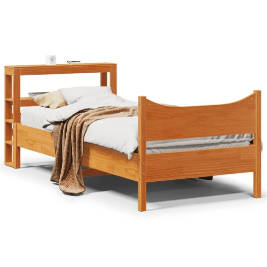 Sengeramme med hodegavl voksbrun 90x200 cm heltre furu 3306314