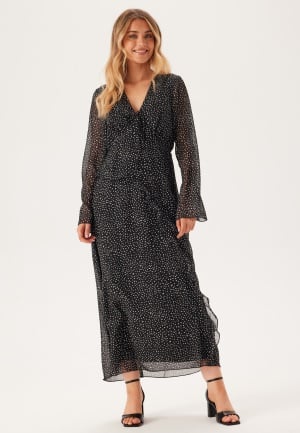 BUBBLEROOM V-Neck Frill Dress Black/Dotted 34 BUBBLEROOM V-Neck Frill Dress Black/Dotted 34
