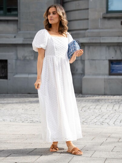 Selected Femme Anelli 3/4 On Off Ankle Dress Hvit 42
