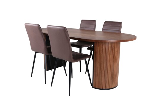 Venture Design Bianca & Windu spisegruppe Brun/natur 4 stoler & bord 200 x 90 cm
