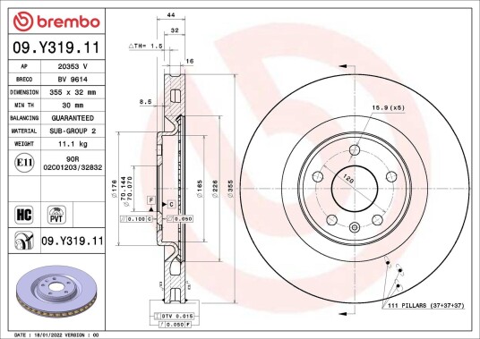 Bremseskive BREMBO 09.Y319.11