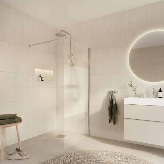 Dusjvegg Arrow Wall Delvis Frostet Glass Dusjvegg Arrow Wall Delvis Frostet Glass