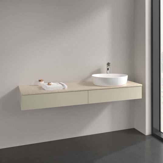 Villeroy & Boch Antao Servantskap med 2 skuffer 160x50x19 cm u/lys Grå Matt/Crème Villeroy & Boch Antao Servantskap med 2 skuffer 160x50x19 cm u/lys Grå Matt/Crème