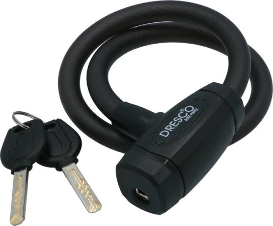 Kabellås Dresco 60 cm Ø12 mm med 2 nøkler svart