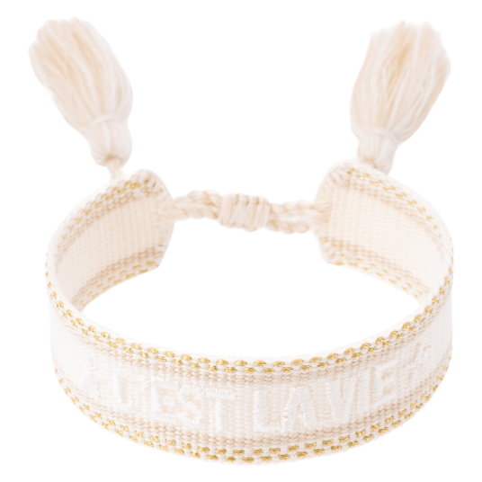 DARK Woven Friendship Bracelet "C"est La Vie" Vanilla & Gold