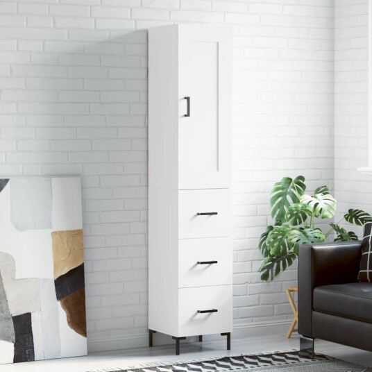 Highboard hvit 34,5x34x180 cm konstruert tre Highboard hvit 34,5x34x180 cm konstruert tre