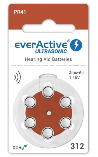 Høreapparatbatterier 312 / Pr41 Everactive Ultrasonic 312 - 6 Stk.