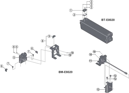Shimano Steps gummiholder til batteriholder modell BM-E8020 Shimano Steps gummiholder til batteriholder modell BM-E8020