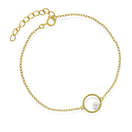 Pan Jewelry, Armbånd i 925 forgylt sølv med ferskvannsperle Pan Jewelry, Armbånd i 925 forgylt sølv med ferskvannsperle